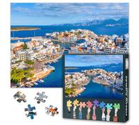 Voulismeni Lac Puzzle 1000 blocs, Agios Nikolaos, Crète grecque Adulte Puzzle Jeu ou Jouet, Convient aux Amis Âgés 50 x 70 cm
