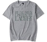 Voulkco Real Men Listen to Laufey T-Shirt Hommes Femmes vêtements surdimensionnés Mode Unisexe T-Shirt Coton Manches Courtes-Black||XS
