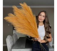 VOULUX Herbe de pampa artificielle extra large - 3 tiges de 115 cm - 18 plumes artificielles décoratives pour vases de sol - Grandes plantes - Herbe de pampa longue