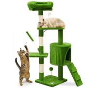 vounot® Arbre à Chat Hauteur 112cm Multi Niveaux Arbre à Grimper avec Griffoirs pour Chats Centre d’Activités avec Niche Escalade et Plateformes Vert