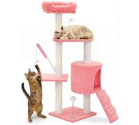 vounot® Arbre à Chat Hauteur 112cm Multi Niveaux Arbre à Grimper avec Griffoirs pour Chats Centre d’Activités avec Niche Escalade et Plateformes Rose
