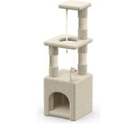 VOUNOT® Arbre à chat avec corde, griffoir, niche et plateforme - Hauteur 88cm - Arbre à grimper pour chats beige