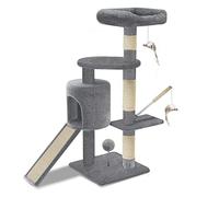 VOUNOT® Arbre à Chat avec Griffoir L Arbre à Grimper pour Chat Centre d’Activités avec Niche et Plateformes pour Félins Hauteur 112cm Gris