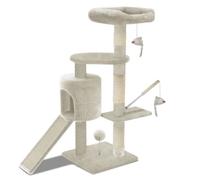 VOUNOT® Arbre à Chat avec Griffoir Arbre à Grimper pour Chat Centre d’Activités avec Niche et Plateformes pour Félins Hauteur 112cm Beige