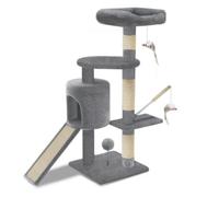 VOUNOT® Arbre à Chat avec Griffoir Arbre à Grimper pour Chat Centre d’Activités avec Niche et Plateformes pour Félins Hauteur 112cm Gris