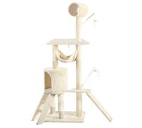 VOUNOT® Arbre à Chat Geant avec Griffoir XXL Arbre à Grimper pour Chat Centre d’Activités avec Niche et Plateformes pour Félins Hauteur 154cm Beige