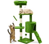 vounot® Arbre à Chat Hauteur 112cm Multi Niveaux Arbre à Grimper avec Griffoirs pour Chats Centre d’Activités avec Niche Escalade et Plateformes Vert