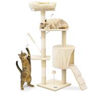 vounot® Arbre à Chat Hauteur 112cm Multi Niveaux Arbre à Grimper avec Griffoirs pour Chats Centre d’Activités avec Niche Escalade et Plateformes Beige