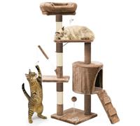 vounot® Arbre à Chat Hauteur 112cm Multi Niveaux Arbre à Grimper avec Griffoirs pour Chats Centre d’Activités avec Niche Escalade et Plateformes Marron