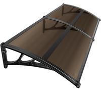 VOUNOT® Auvent de Porte d'entrée Toit Marquise en Polycarbonate Porte Résistante Toit Abri Protection Contre La Pluie et UV 200x80cm Marron