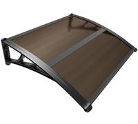VOUNOT® Auvent de Porte d'entrée Toit Marquise en Polycarbonate Porte Résistante Toit Abri Protection Contre La Pluie et UV 100x80cm Marron