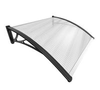 VOUNOT® Auvent de Porte d'entrée Toit Marquise en Polycarbonate Porte Résistante Toit Abri Protection Contre La Pluie et UV Transparent 100x80cm Noir