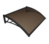 VOUNOT® Auvent de Porte d'entrée Toit Marquise en Polycarbonate Porte Résistante Toit Abri Protection Contre La Pluie et UV 100x80cm Marron