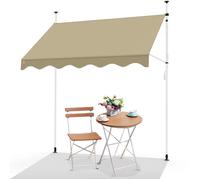 VOUNOT® Auvent rétractable manuel 200cm Beige - Sans perçage - Hauteur et inclinaison réglable - Store banne avec manivelle