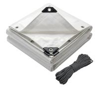 VOUNOT® Bâche de Protection en Polyéthylène 180g/m² Bâche Imperméable Ultra Lourde et Résistante Revêtue des Deux côtés avec Oeillets en Aluminium Couverture Étanche pour Jardin et Piscine Blanc 3x5m