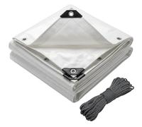 VOUNOT® Bâche de Protection en Polyéthylène 180g/m² Bâche Imperméable Ultra Lourde et Résistante Revêtue des Deux côtés avec Oeillets en Aluminium Couverture Étanche pour Jardin et Piscine Blanc 6x8m