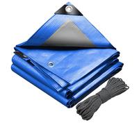 VOUNOT® Bâche de Protection en Polyéthylène 180g/m² Bâche Imperméable Ultra Lourde et Résistante Revêtue des Deux côtés avec Oeillets en Aluminium Couverture Étanche pour Jardin et Piscine Bleu 3x5m