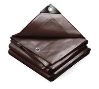 VOUNOT® Bâche de Protection en Polyéthylène 240g/m² Imperméable Ultra Lourde et Résistante Revêtue des Deux Côtés avec Oeillets en Aluminium Marron 1.5x6m