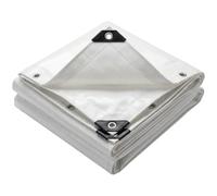 VOUNOT® Bâche de Protection en Polyéthylène 240g/m² Imperméable Ultra Lourde et Résistante Revêtue des Deux Côtés avec Oeillets en Aluminium Blanc 3x4m