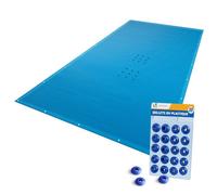 VOUNOT® Bâche piscine 4x8m avec oeillets alu - Double couche - Polyéthylène 160g/m² - Couverture étanche bleu foncé