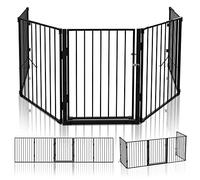 VOUNOT Barrière de Sécurité 300CM 5 Éléments en Métal Barrière de Protection Cheminée XL Pare-feu Sécurité Fixation Murale et au Sol Noir