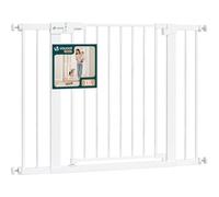 VOUNOT® Barrière de Sécurité Enfant en Métal Largeur 103 à 110 cm Barrière Escalier à Pression sans Perçage Hauteur 76cm Fermeture Automatique Double Verrouillage Ouverture Bidirectionnelle Blanc