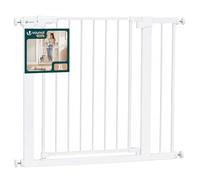 VOUNOT® Barrière de Sécurité Enfant en Métal Largeur 89 à 96 cm Barrière Escalier à Pression sans Perçage Hauteur 76cm Fermeture Automatique Double Verrouillage Ouverture Bidirectionnelle Blanc