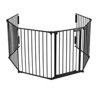 VOUNOT® Barrière de sécurité pliable pré-assemblée 360cm - 6 Panneaux - Grille de protection cheminée en métal noir