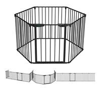 VOUNOT® Barrière de sécurité pliable pré-assemblée 375cm - 6 Panneaux - Grille de protection cheminée en métal noir