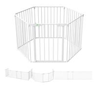 VOUNOT® Barrière de sécurité pliable pré-assemblée 375cm - 6 Panneaux - Grille de protection cheminée en métal blanc