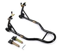 VOUNOT® Béquille de Moto Roue Arrière sur Roulettes Charge Max 390 kg Noir | Métal Robuste, Fourches L et U Réglables, Roulettes Fluides, Levage 350 mm, Usage Garage et Atelier