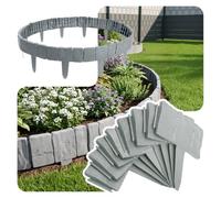 VOUNOT® Bordure de Jardin 15m Imitation Pierre 60 Pièces Gris Clair | Clôture en PP Durable, Forme Modulable, pour Allée Pelouse Parterre, Design Flexible & Facile à Installer