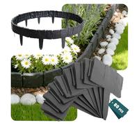 VOUNOT® Bordure de Jardin 20m Imitation Pierre en PP Durable Clôture Gazon Décorative Facile à Installer pour Allée Pelouse Parterre Lot de 80pcs Gris