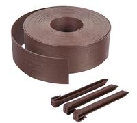 VOUNOT® Bordure de Jardin en PE 10 mètres avec 6 Piquets d’ancrage Bordure de Gazon Flexible Bordurette de Pelouse Aspect Naturel Hauteur 8cm Epaisseur 3mm Marron