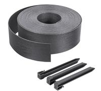 VOUNOT® Bordure de Jardin en PE 20 mètres avec 12 Piquets d’ancrage Bordure de Gazon Flexible Bordurette de Pelouse Aspect Naturel Hauteur 8cm Epaisseur 4mm Gris