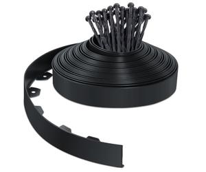 VOUNOT® Bordure de Jardin en Plastique 20 mètres avec 40 Piquets d'ancrage Bordurette de Pelouse Flexible Bordure de Gazon avec piquets Solides Idée de Jardin Hauteur 50mm Noir