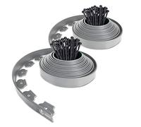 VOUNOT® Bordure de Jardin en Plastique 20 mètres avec 60 Piquets d'ancrage Bordurette de Pelouse Flexible Bordure de Gazon avec piquets Solides Idée de Jardin Hauteur 50mm, Epaisseur 4mm Gris