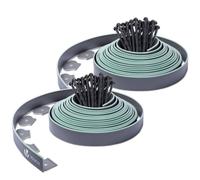 VOUNOT® Bordure de Jardin en Plastique 20 mètres avec 60 Piquets d'ancrage Bordurette de Pelouse Bordure de Gazon Flexible Idée de Jardin Hauteur 50mm Epaisseur 4mm Gris Bordé de Vert Clair