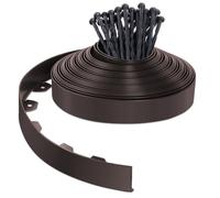 VOUNOT® Bordure de Jardin en Plastique 20 mètres avec 40 Piquets d'ancrage Bordurette de Pelouse Flexible Bordure de Gazon avec piquets Solides Idée de Jardin Hauteur 50mm Marron