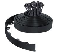 VOUNOT® Bordure de Jardin en Plastique 20 mètres avec 40 Piquets d'ancrage Bordurette de Pelouse Flexible Bordure de Gazon avec piquets Solides Idée de Jardin Hauteur 50mm Noir