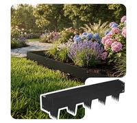 VOUNOT® Bordure de Jardin Gazon en Métal Galvanisé 10M Bordure de Séparation Résistante Epaisseur 1.5mm 106x18cm Lot de 10pcs Clôture Flexible de Pelouse pour Jardin Plantes Potager Noir
