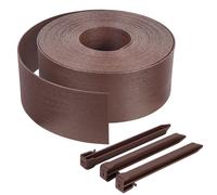 VOUNOT® Bordure de Jardin en PE 10 mètres avec 6 Piquets d’ancrage Bordure de Gazon Flexible Bordurette de Pelouse Aspect Naturel Hauteur 13cm Epaisseur 3mm Marron