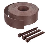 VOUNOT® Bordure de Jardin en PE 10 mètres avec 6 Piquets d’ancrage Bordure de Gazon Flexible Bordurette de Pelouse Aspect Naturel Hauteur 8cm Epaisseur 3mm Marron