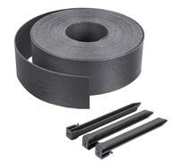 VOUNOT® Bordure de jardin haute flexible en PE - 20 m x H 8 cm Gris - 12 piquets - Épaisseur 3 mm - Résistante aux intempéries