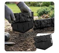VOUNOT® Bordure de Jardin Imitation Pierre 10.7m en Plastique Ultra Résistant sans Tranchées à Creuser Clôture Gazon Décorative Facile à Installer pour Allée Pelouse Parterre Lot de 70pcs Noir
