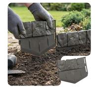 VOUNOT® Bordure de Jardin Imitation Pierre 10.7m Ultra Résistant sans Tranchées à Creuser Clôture Gazon Décorative Facile à Installer pour Allée Pelouse Parterre Lot de 70pcs Gris