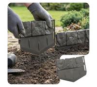 VOUNOT® Bordure de Jardin Imitation Pierre 2.14m en Plastique Ultra Résistant sans Tranchées à Creuser Clôture Gazon Décorative Facile à Installer pour Allée Pelouse Parterre Lot de 14pcs Gris