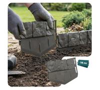 VOUNOT® Bordure de Jardin Imitation Pierre 2.14m en Plastique Ultra Résistant sans Tranchées à Creuser Clôture Gazon Décorative Facile à Installer pour Allée Pelouse Parterre Lot de 14pcs Gris