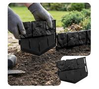 VOUNOT® Bordure de Jardin Imitation Pierre 2.14m Ultra Résistant sans Tranchées à Creuser Clôture Gazon Décorative Facile à Installer pour Allée Pelouse Parterre Lot de 14pcs Noir
