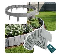 VOUNOT® Bordure de jardin imitation pierre 20m gris - Hauteur 23cm - Clôture gazon décorative en PP 80 pièces